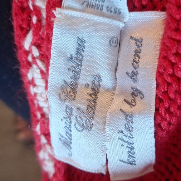 Red Hand Knitted Xmas Cardigan Size Med/ Large - Picture 7 of 10